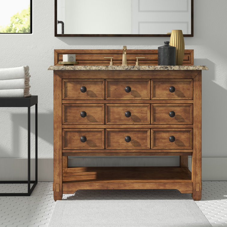 Bayou Breeze Gowins 34" Single Bathroom Vanity Base Only in Honey Alder